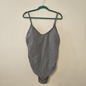 Kona Sol Black and White Gingham One Piece Swimsuit